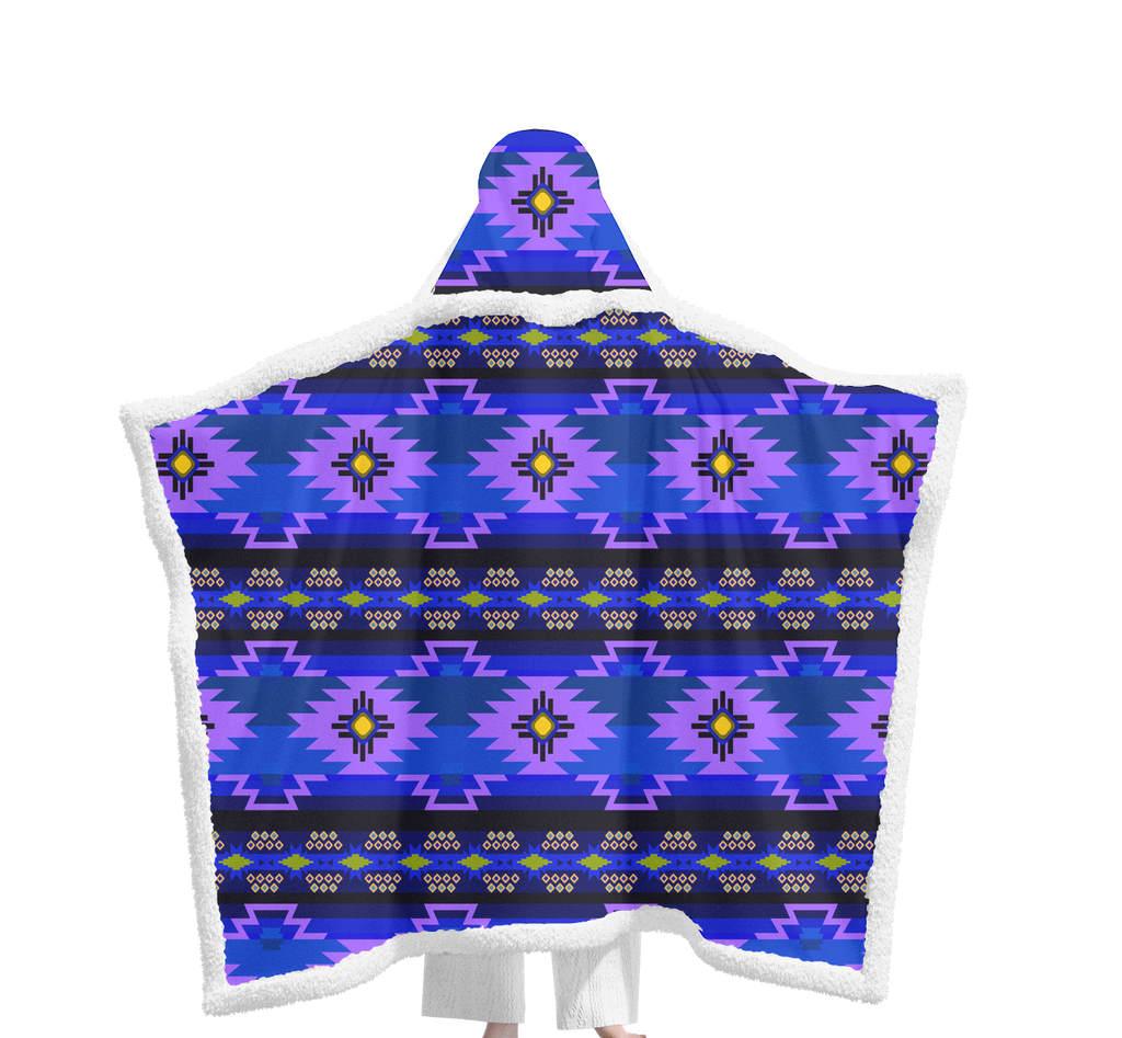 Powwow StoreGBNAT00753 Pattern Native Wearable Hooded Blanket