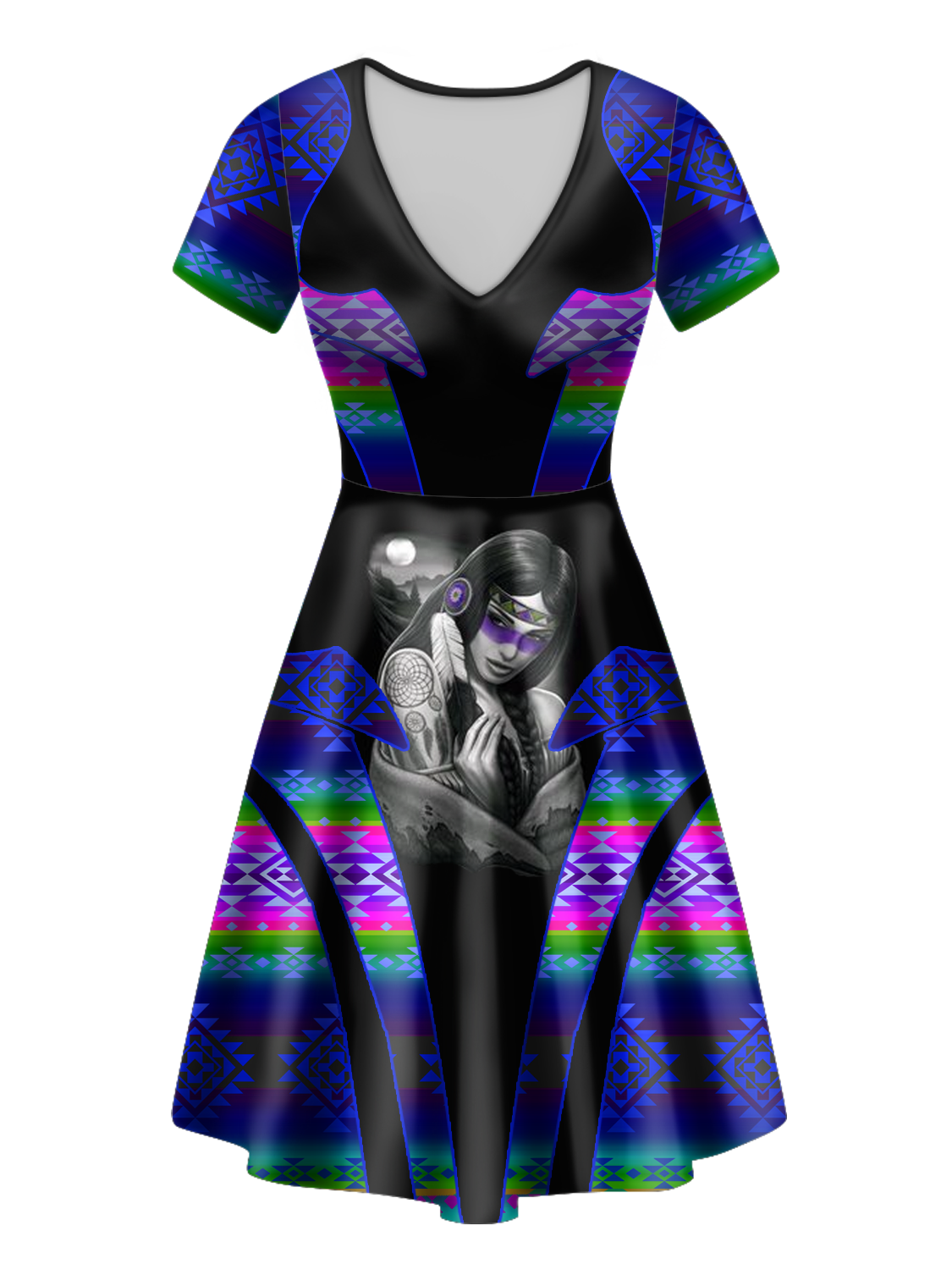 Powwow StoreVND0077 Pattern Native VNeck Dress
