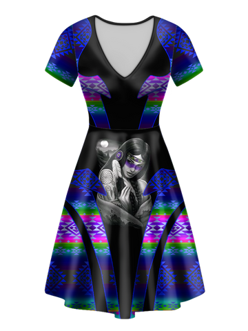 V-ND0077 Pattern Native V-Neck Dress