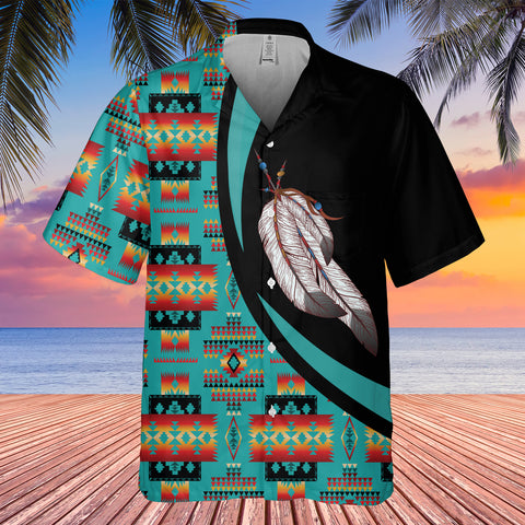 Powwow StoreGBHW000737 Tribe Design Native American Hawaiian Shirt 3D