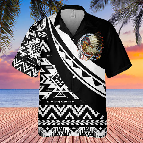 Powwow StoreGBHW001104 Tribe Design Native American Hawaiian Shirt 3D