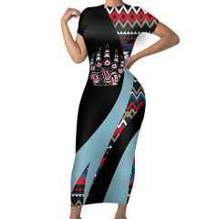Powwow StoreSBD00185 Pattern Native ShortSleeved Body Dress