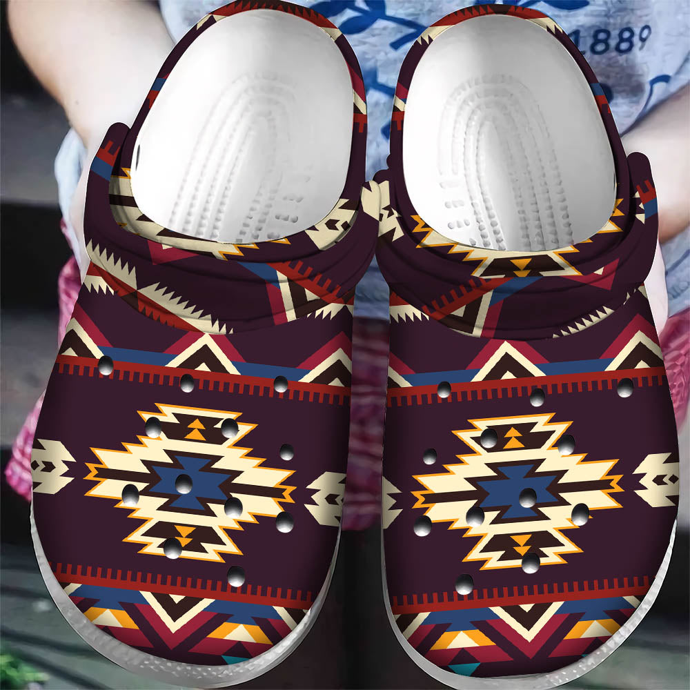 GB-NAT00736 Pattern Native American  Crocs Clogs Shoes