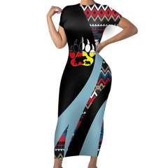 Powwow StoreSBD00186 Pattern Native ShortSleeved Body Dress