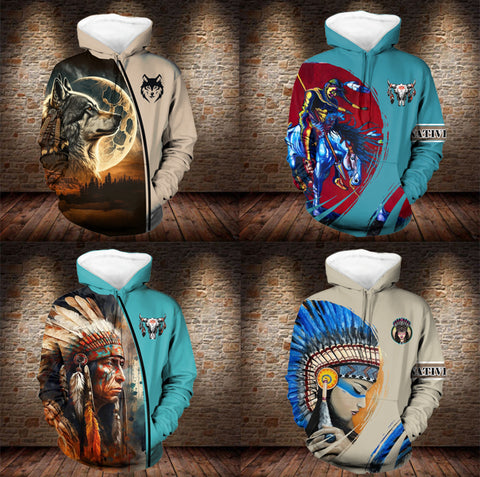 Powwow StoreCOMB000679 Pattern Native Pride 3D Hoodie