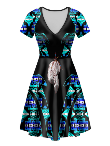 V-ND0076 Pattern Native V-Neck Dress