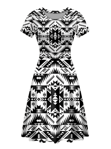 RND00010 Native Tribes Pattern Round Neck Dress