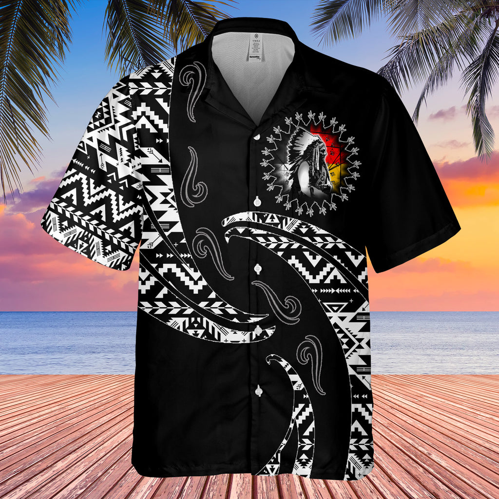 Powwow StoreGBHW001064 Tribe Design Native American Hawaiian Shirt 3D