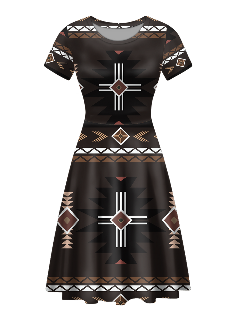 Powwow StoreRND00011 Native Tribes Pattern Round Neck Dress