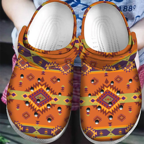 GB-NAT00738 Pattern Native American  Crocs Clogs Shoes