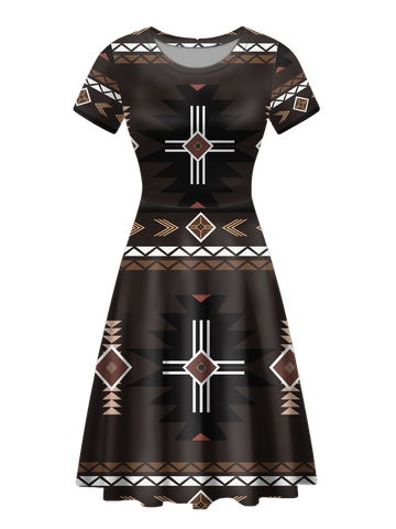 RND00011 Native Tribes Pattern Round Neck Dress
