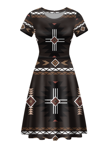 Powwow StoreRND00011 Native Tribes Pattern Round Neck Dress