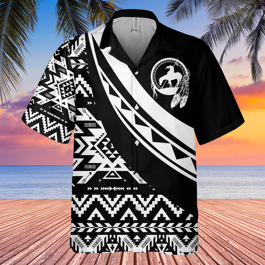 Powwow StoreGBHW001108 Tribe Design Native American Hawaiian Shirt 3D