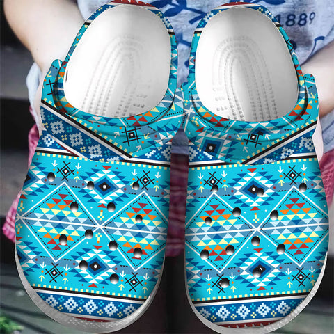 GB-NAT00739 Pattern Native American  Crocs Clogs Shoes