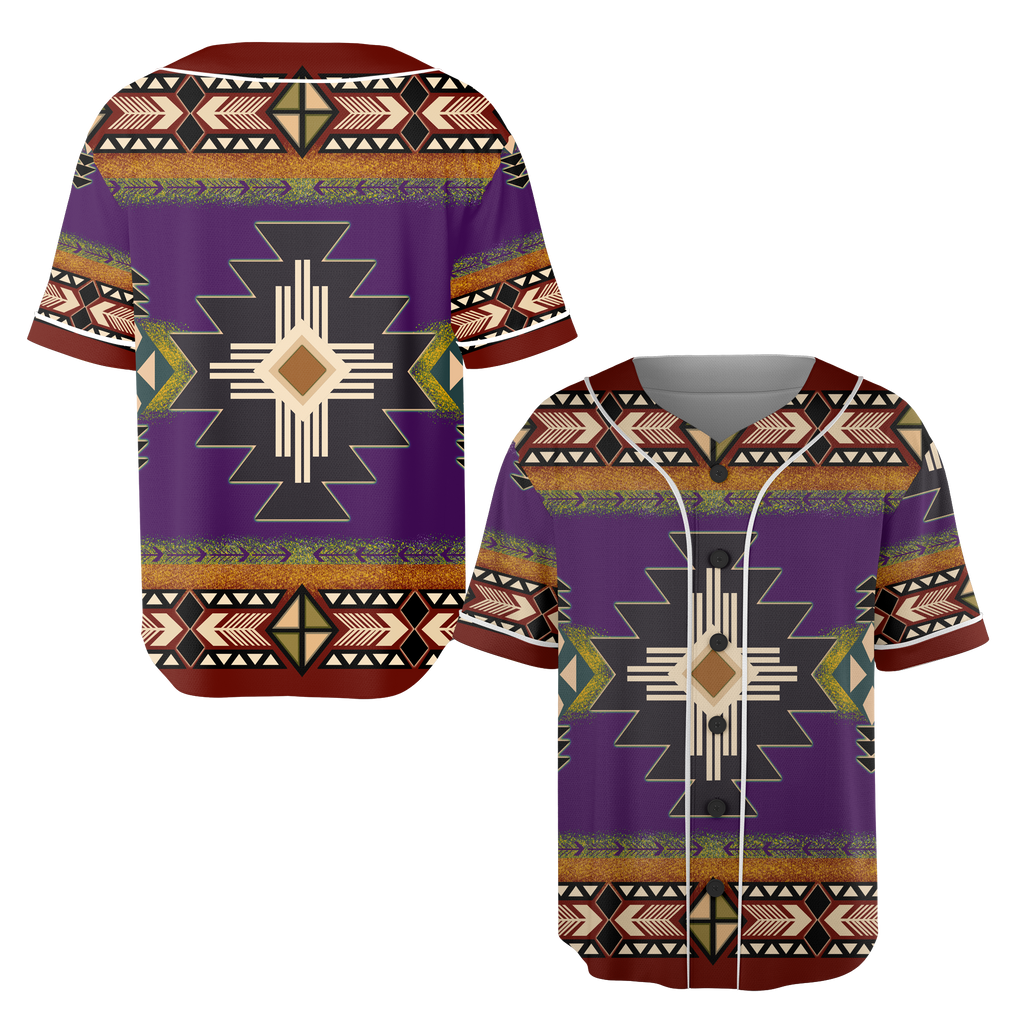 Powwow StoreGBNAT000104 Pattern Native Baseball Jersey