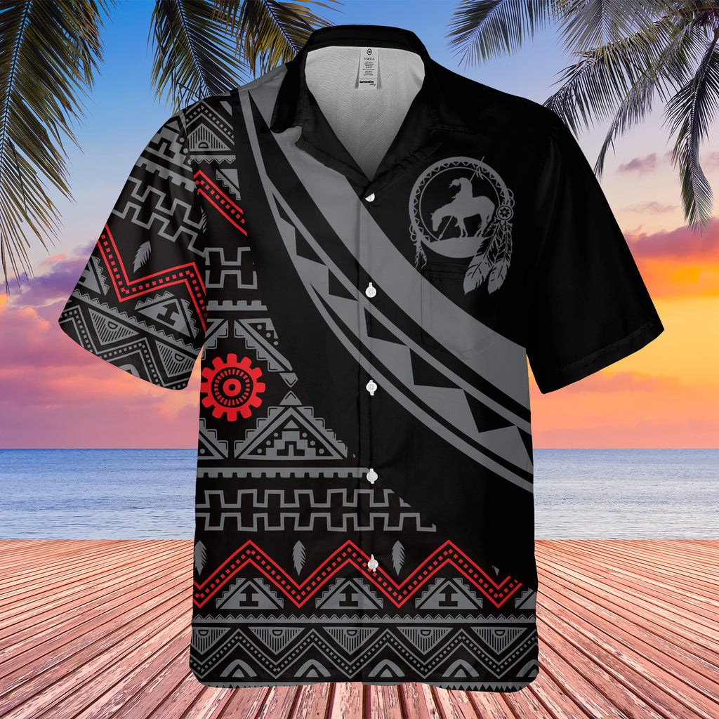 Powwow StoreGBHW001109 Tribe Design Native American Hawaiian Shirt 3D