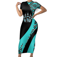 Powwow StoreSBD00189 Pattern Native ShortSleeved Body Dress