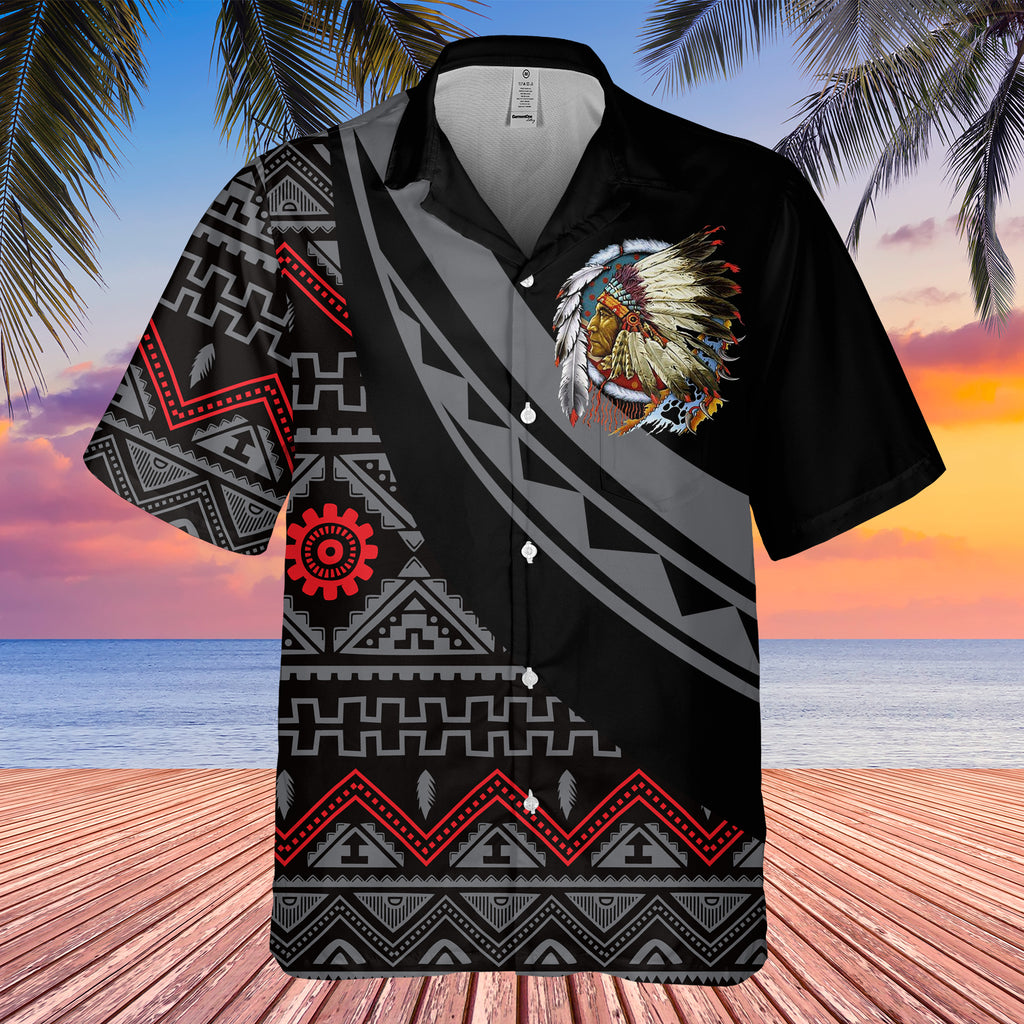 Powwow StoreGBHW001110 Tribe Design Native American Hawaiian Shirt 3D