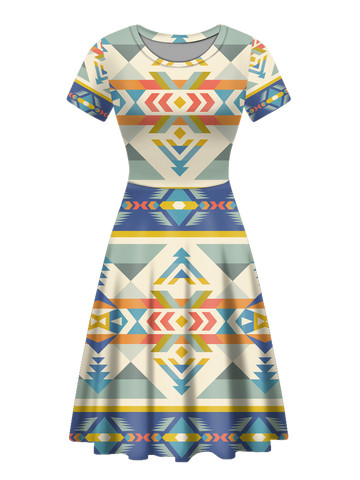 Powwow StoreRND00013 Native Tribes Pattern Round Neck Dress