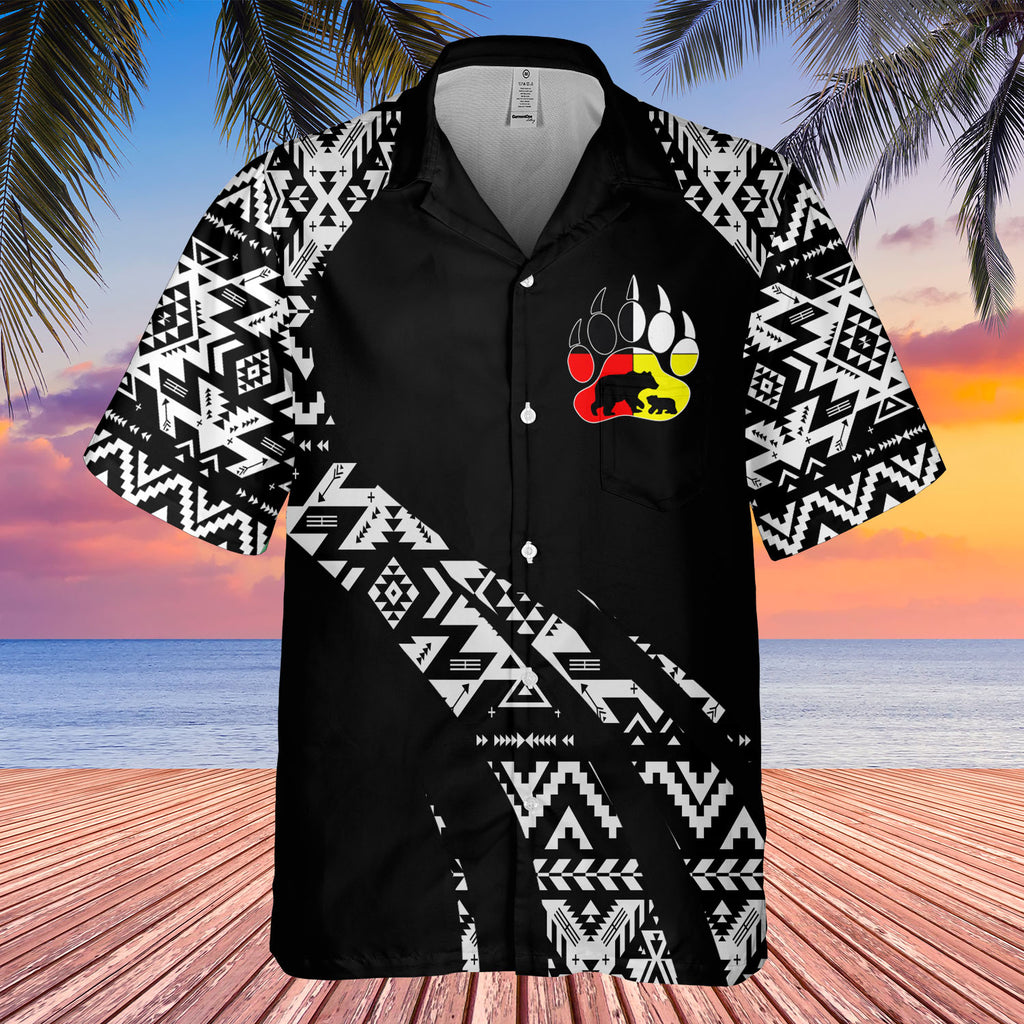 Powwow StoreGBHW000800 Tribe Design Native American Hawaiian Shirt 3D