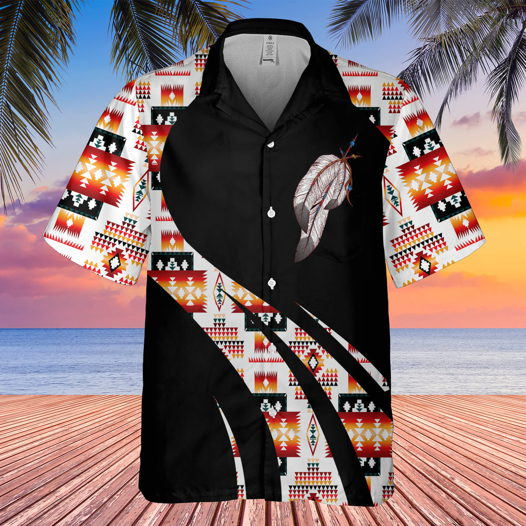 Powwow StoreGBHW000803 Tribe Design Native American Hawaiian Shirt 3D