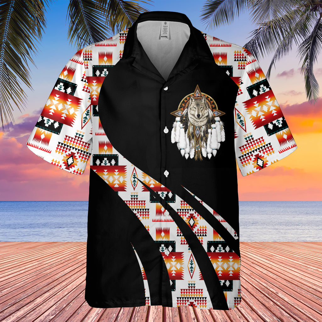 Powwow StoreGBHW000807 Tribe Design Native American Hawaiian Shirt 3D