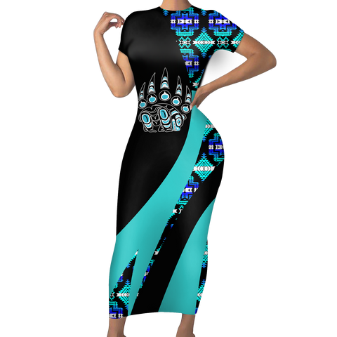 Powwow StoreSBD00191 Pattern Native ShortSleeved Body Dress