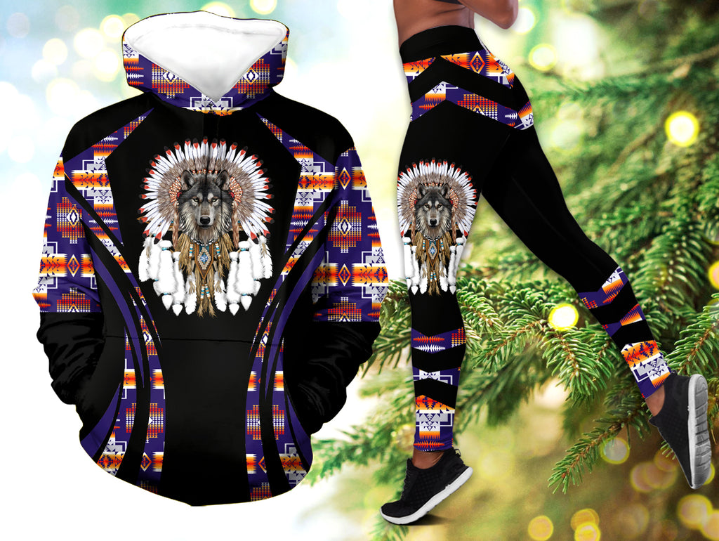 Powwow StoreHLS00680 Pattern Native 3D Hoodie Legging Set