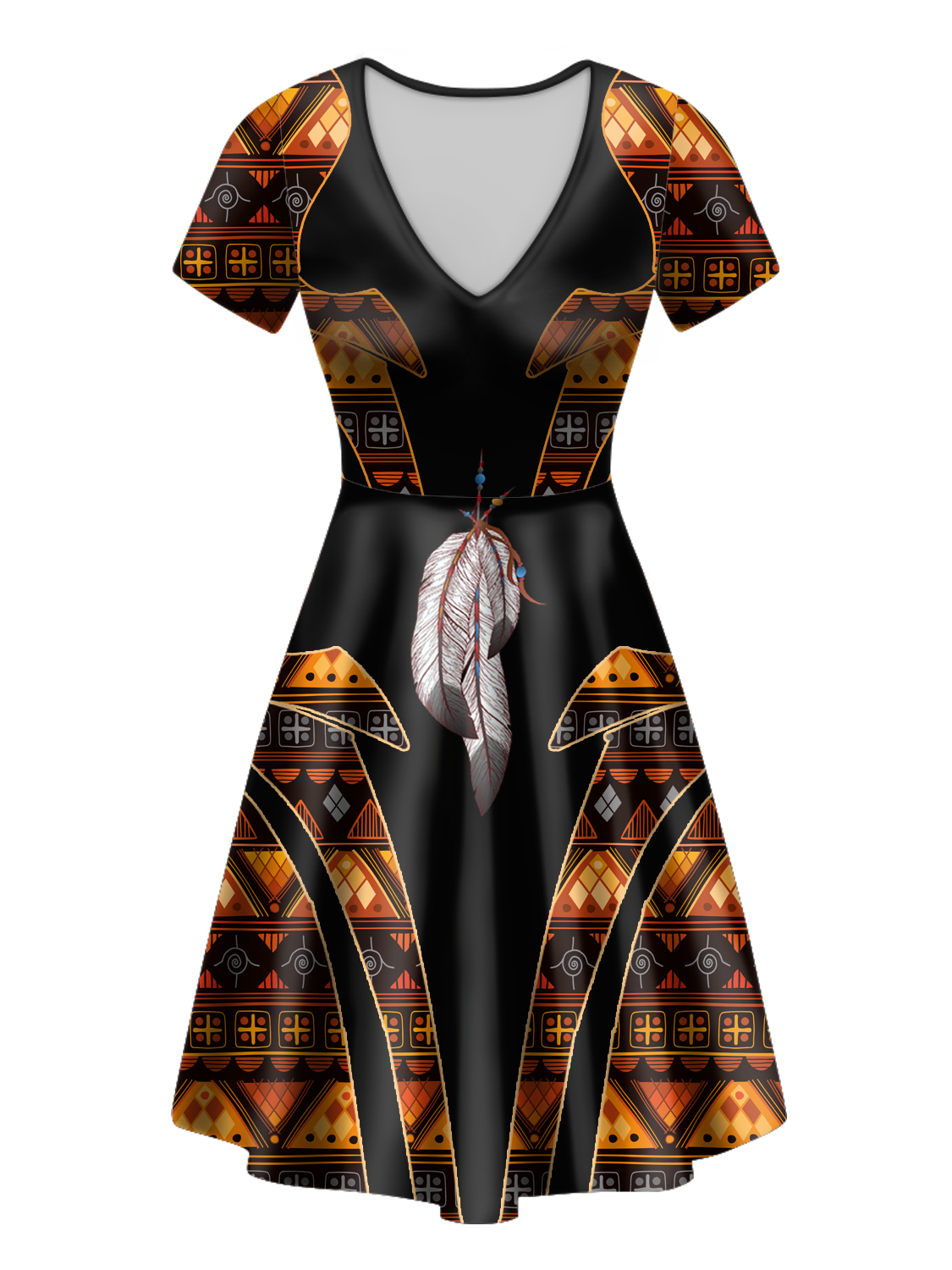 Powwow StoreVND0082 Pattern Native VNeck Dress