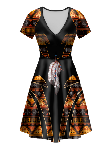 V-ND0082 Pattern Native V-Neck Dress