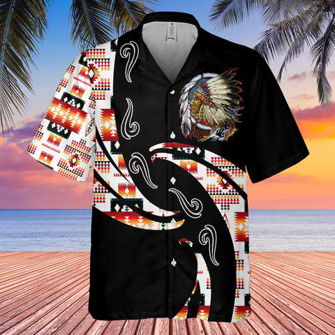 Powwow StoreGBHW001070 Tribe Design Native American Hawaiian Shirt 3D