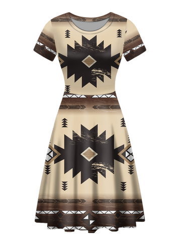 RND00017 Native Tribes Pattern Round Neck Dress