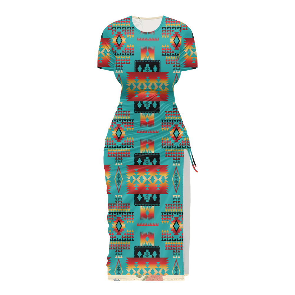 Powwow StoreGBNAT0004601 Pattern Native Women's Slit Sheath Dress