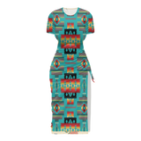 Powwow StoreGBNAT0004601 Pattern Native Women's Slit Sheath Dress