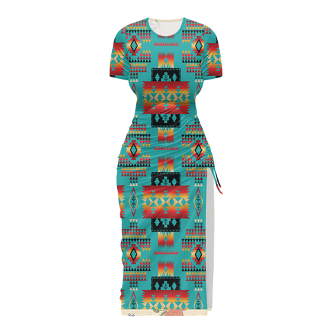 Powwow StoreGBNAT0004601 Pattern Native Women's Slit Sheath Dress