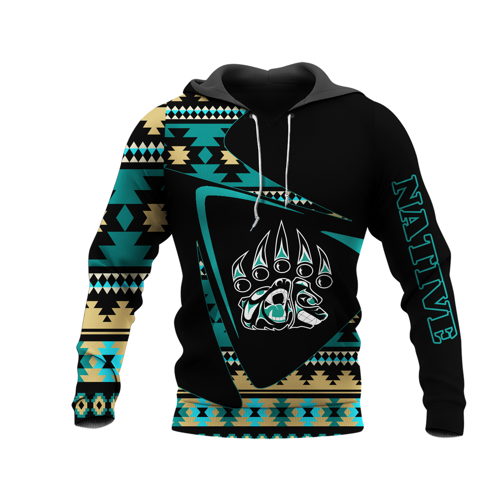 HD0013136 Bear Pattern Native American Pride 3D Hoodie