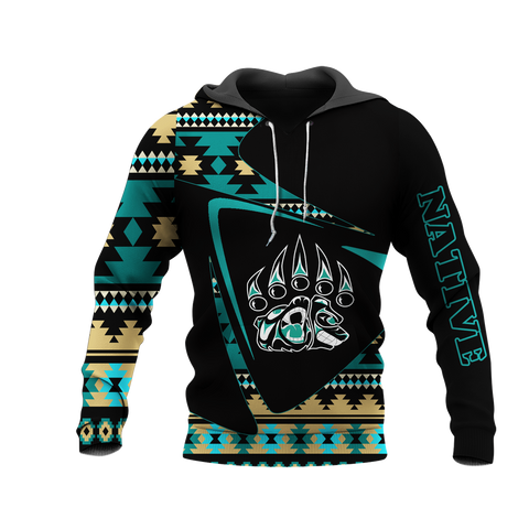 HD0013136 Bear Pattern Native American Pride 3D Hoodie