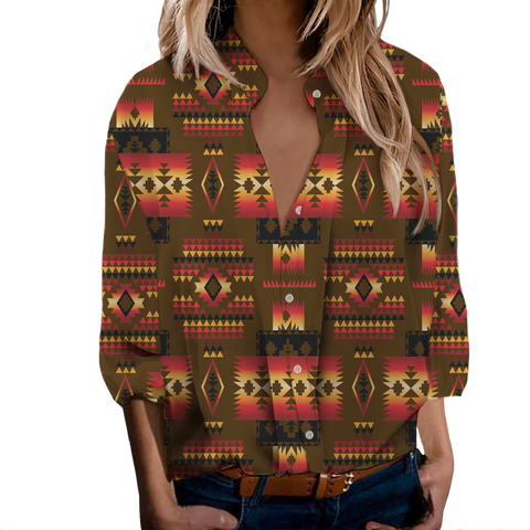 Powwow StoreGBNAT0004608 Tribe Design Native Women's LongSleeved Shirts