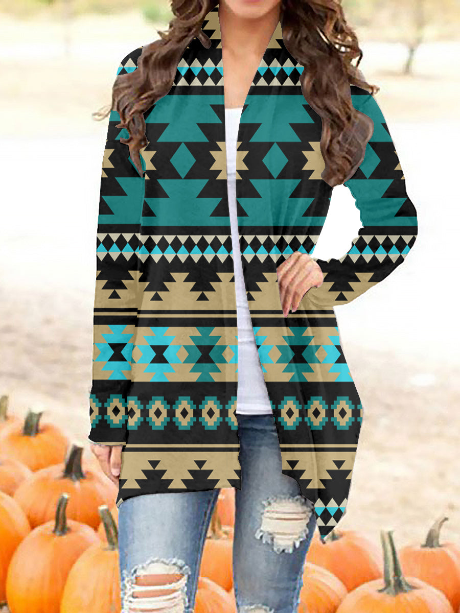 Powwow StoreGBNAT00509 Tribe Design Native Women's Cardigan With Long Sleeve