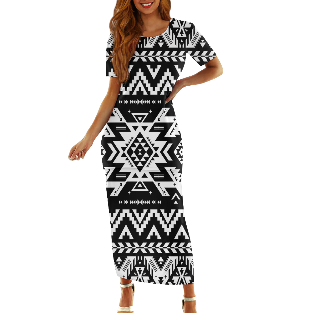 Powwow StoreGBNAT00441 Pattern Native Guinea Style Maxi Dress Set