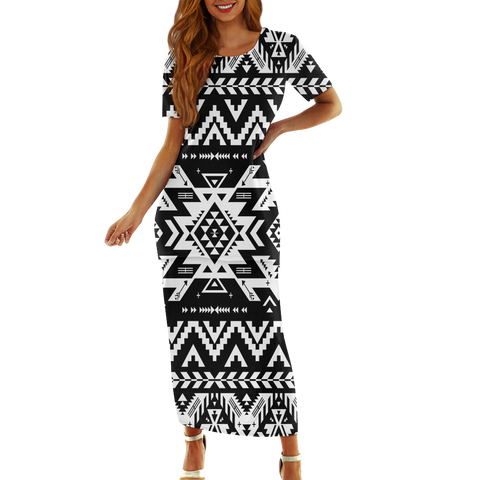 Powwow StoreGBNAT00441 Pattern Native Guinea Style Maxi Dress Set