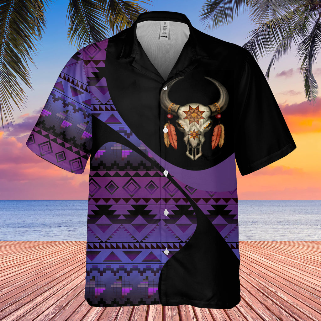 Powwow StoreGBHW001044 Tribe Design Native American Hawaiian Shirt 3D