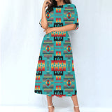 GB-NAT00046-01 Pattern Native Women's Elastic Waist Dress