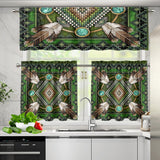 Powwow StoreGBNAT00023 Pattern Native American  Curtain Valance and Kitchen Tiers Set