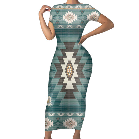 Powwow StoreSSBD0001  Tribes Pattern Native American ShortSleeved Body Dress