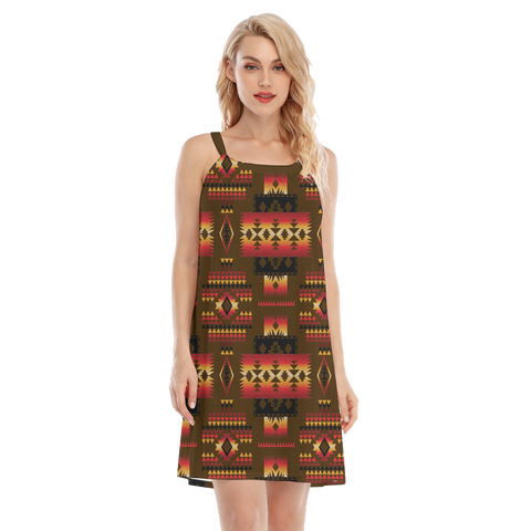 Powwow StoreGBNAT0004608 Native  Design Women's Oneck Cami Dress