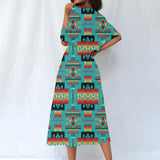 GB-NAT00046-01 Pattern Native Women's Elastic Waist Dress