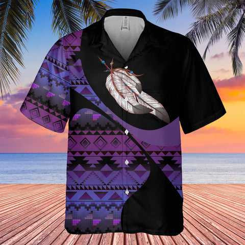 Powwow StoreGBHW001045 Tribe Design Native American Hawaiian Shirt 3D