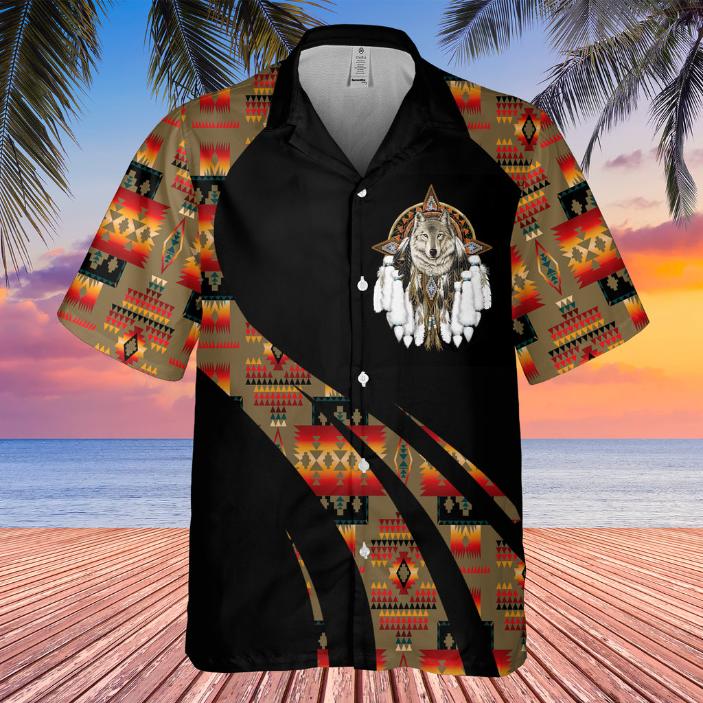 Powwow StoreGBHW000814 Tribe Design Native American Hawaiian Shirt 3D