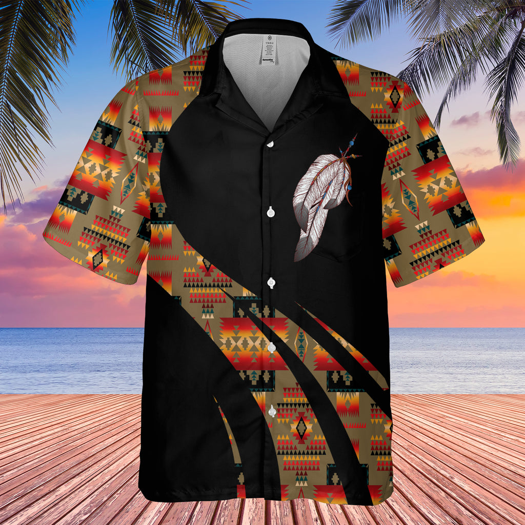 Powwow StoreGBHW000815 Tribe Design Native American Hawaiian Shirt 3D